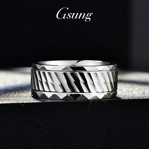 GsunG platinum ring men's new laser multi-faceted ring elegant and shiny platinum ring men's and women's wide-faced ring. Priced by gram. Contact customer service before bidding for gold price.