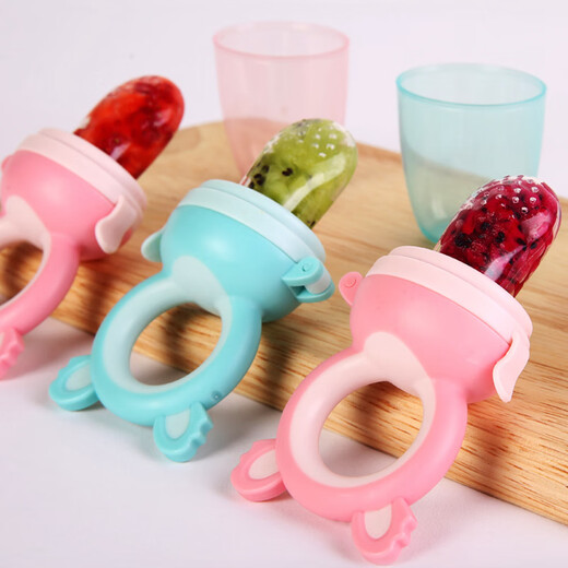 Hisamori Yoshida baby food fruit and vegetable bite bag baby eating fruit food supplement artifact bite bite music molar silicone chewing gum to play mint green with size M bite bag