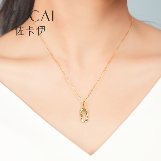 Zokai K gold pendant yellow 18K gold crushed ice geometric necklace versatile birthday gift D11402