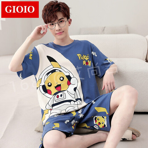 GIOIO男士睡衣夏季薄款棉质短袖短裤套装夏天青年休闲大码可外穿家居服 6621 2XL
