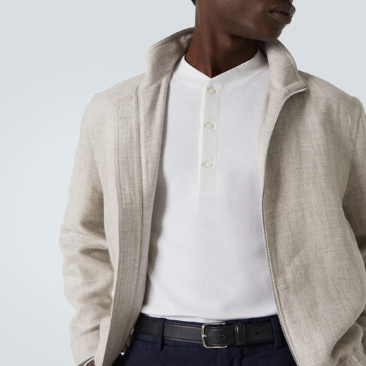 Brunello Cucinelli Men's Cotton & Silk Henley P01006786 White S CN 175/92A