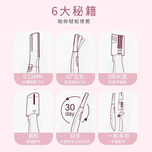 Panasonic Electric Eyebrow Trimmer, Shaving Eyebrow Trimmer, Gift for Girlfriend, Self-Use Multifunctional Shaver, Beautician Small Item Upgraded Version WF61 Red