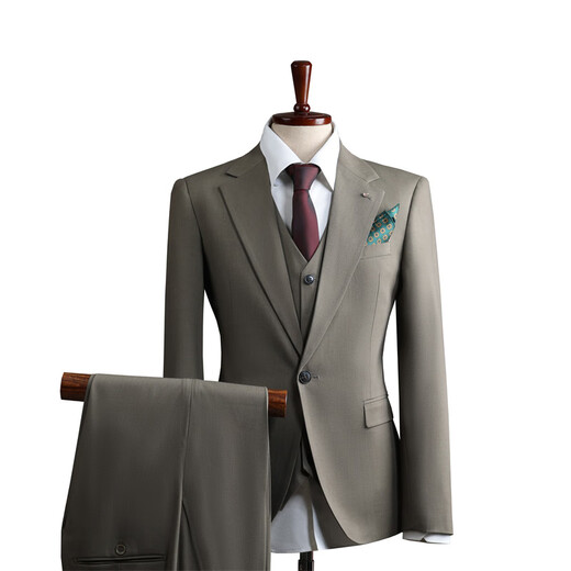 Vbanlya Italian brand fashion British style handsome groom wedding suit quality suit men's suit slim work 9991 black (suit + vest + trousers) 4XL 58_(158-175Jin Jin equals 0.5 kg)