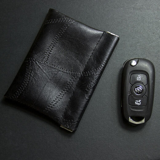 Luoyide Lederschlüsselbeutel Männer und Frauen Internet Promi Key Chain Auto Großkapazität Schlüsselbeutel Multifunktion Münzbrieftasche Mini Kartenbeutel Öl Wachs Schwarz [Kartenbeutel]