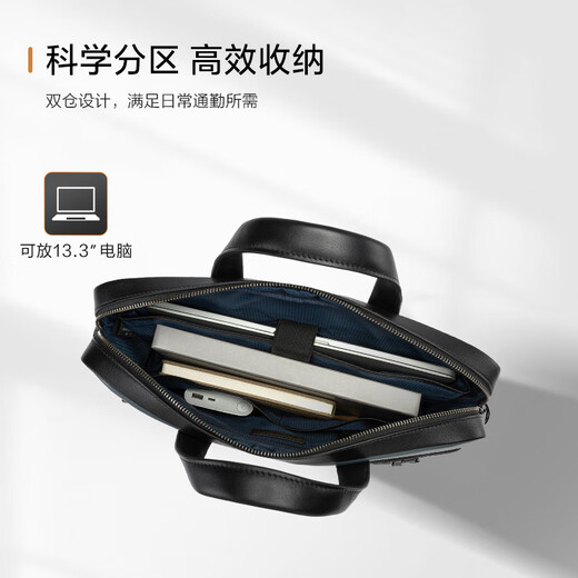 Samsonite men's handbag 13.3-inch computer bag casual commuting cow leather briefcase birthday gift TM0