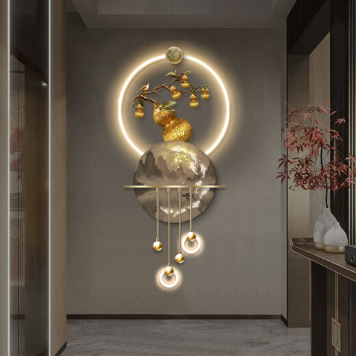 画画小镇新中式葫芦入户玄关装饰画立体创意发光LED灯客厅走廊过道壁挂画 BG6296-BG6297-BG6300 50*123cm 普通挂画不带灯