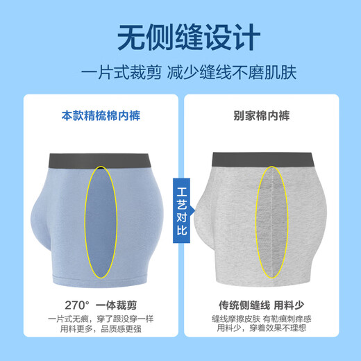京东京造10A抑菌男式内裤男纯棉平角内裤大码男生四角短裤衩4条L