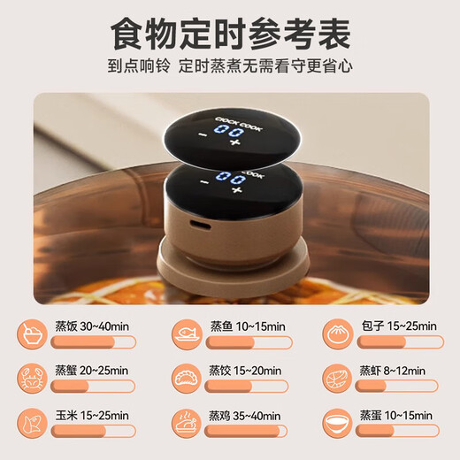 Royalstar timer steamer 304 thickened stainless steel soup pot household large capacity steamed buns steamed buns pot stew pot timer 99 minutes heightened arch cover 2 layers 28cm