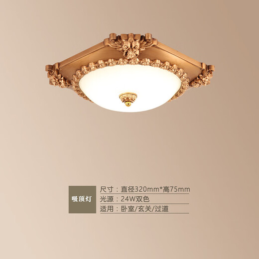 XMSJ European style ceiling lamp modern country living room lamp retro bedroom aisle balcony entrance American ceiling lamp 24W 1048 retro 30 cm three-color dimming 24W