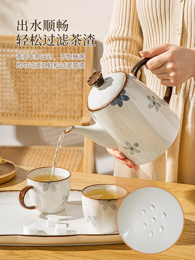 Jingwan 2024 new high-looking teapot cold kettle tea set high temperature resistant ceramic large capacity water set for home living room Molan kettle (with filter hole)