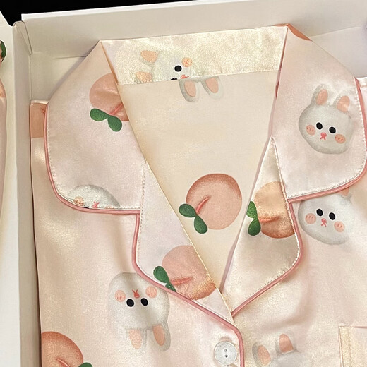 Kurzärärmelte Eis-Pyjamas für Frauen in flachen Objekten, süß und süß, 2025 Sommer neues Heimbekleidungsset, können im Frühjahr und Herbst #YX-9214 L 99-115jin [Jin gleich 0,5 kg entsprechen] getragen werden.