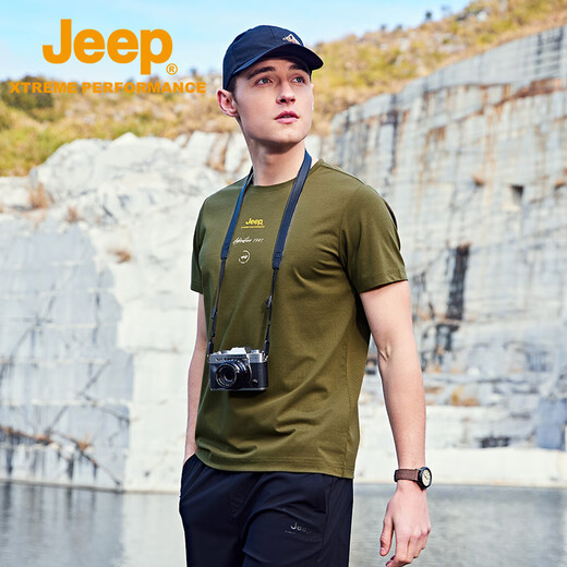 Jeep outdoor casual short-sleeved pullover T-shirt labor insurance suit J322094511 military green 4XL