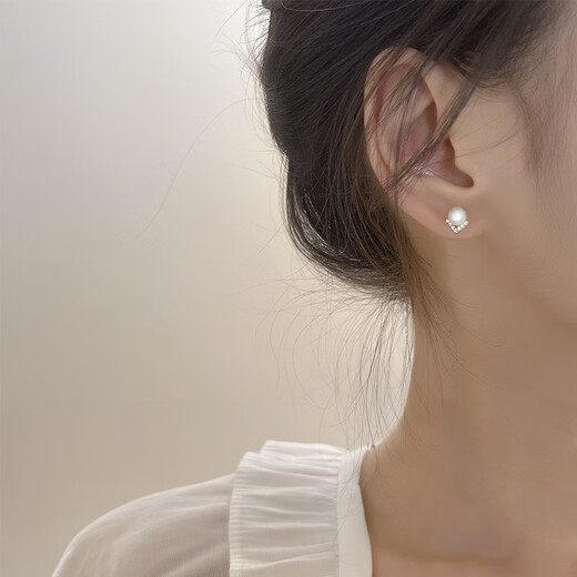 Miman (MIMORE) S925 silver imitation pearl earrings for women, fashionable, high-end, temperamental earrings for pierced ears, no need to remove them when sleeping, and prevent clogging