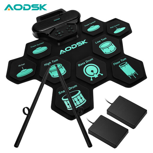 
AODSK (AODSK) hand-rolled electronic drum AED-G088V intelligent portable foldable electric drum game pad board beginner 5 drum 4 cymbals