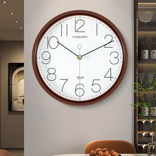 The story of time, light luxury modern wall clock, living room, home, fashionable bedroom clock, no punching, wall hanging, no punching, 6191A square brown white disk, 12 inches [diameter 30 cm]