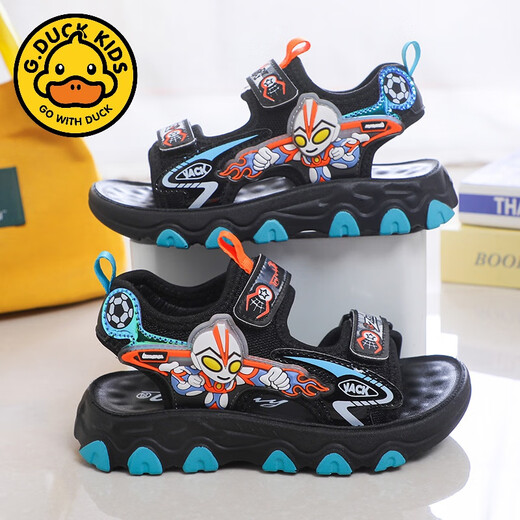 G.duck Little Yellow Duck Boys Ultraman Sandals 2026 Summer New Light Soft Sole Baby Sports Running Children's Beach Shoes Red 28 Inner Length 17.2cm