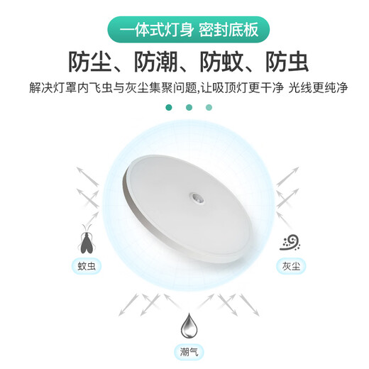 FSL Foshan Lighting Human Body Sensor Ceiling Lamp Intelligent Light Control Dust-proof Moisture-proof Mosquito-proof Corridor Corridor Aisle Garage Light 18W White Light
