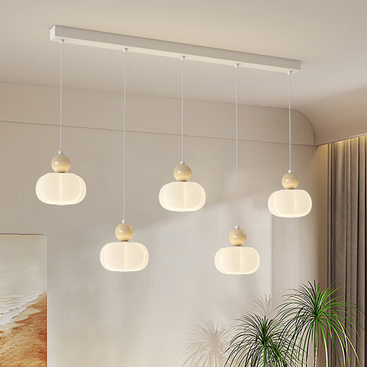 Zhuansi Restaurant Chandelier minimaliste Long Strip Designer 5-HEAD CRAME Style Dining Table Lampe de salle à manger simple MODER