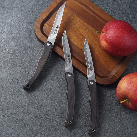 三本盛日本进口水果刀家用折叠小刀牛排刀多功能刀露营便携随身野餐刀具 三枚合/S301粉末钢：折叠水果刀