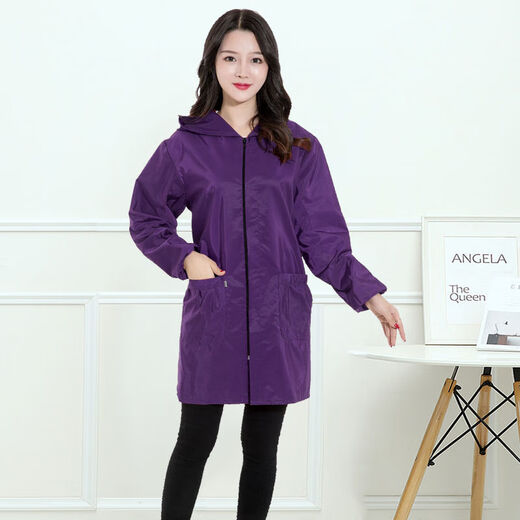 Lianfeng work wear smock for men and women, long-sleeved apron, waterproof and oil-proof kitchen household labor protection work clothes, fashionable jacket, navy blue zipper thin section 4XL (160-180Jin Jin equals 0.5kg)