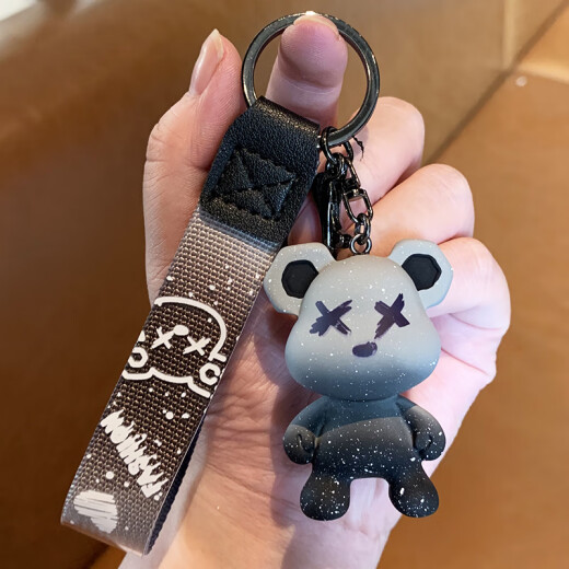 迪普尔 卡通创意树脂变色熊公仔钥匙扣挂件可爱情侣汽车挂饰灰色