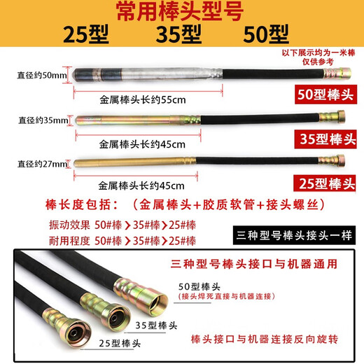 Zhuoqiu tragbarer Betonvibrator-Vibrator kleiner Zement Vibrator Einphasen-Elektro 220 V 3880W [35 Typ 2-Meter-Stange]
