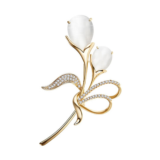 Xiaose Tulip Brooch haut de gamme Boss de luxe pour femmes Anti-ea Stone 2025 Nouveaux combinaisons accessoires de la journée du professeur cadeau Tulip Imitation Cat Eye Stone Pin XZ0094