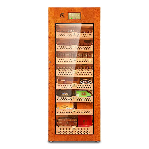 Bulldog cigar cabinet constant temperature and humidity control humidification cabinet constant humidity ammonia removal red wine imported compressor cedar wood German fingerprint password lock wifi large high-end solid wood shell Shendog vc528 new fourth generation Shendog 528 oak gilt model 2800 cigars