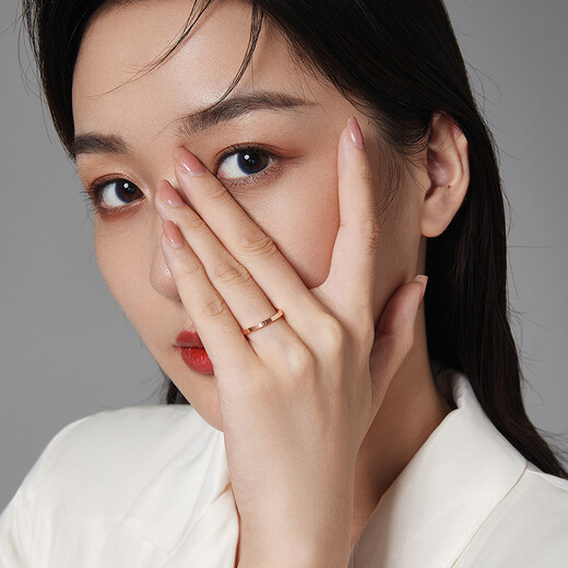 Saturday Fortune (ZLF) interlocking series 18K gold ring simple rose gold car flower versatile plain ring No. 13 red-(0.7-1.1g)