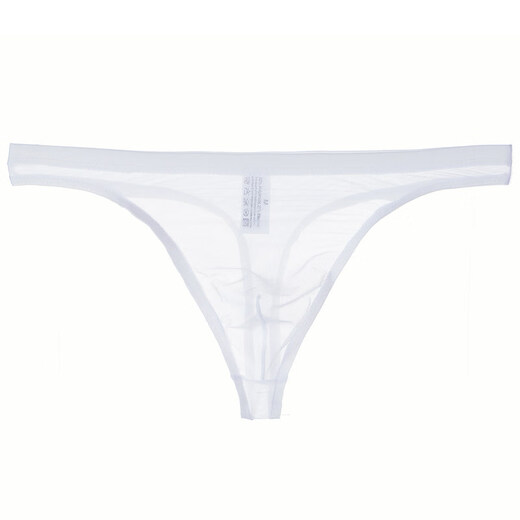 Junjunjia new product men's transparent thong thin mesh sexy underwear breathable young men white M