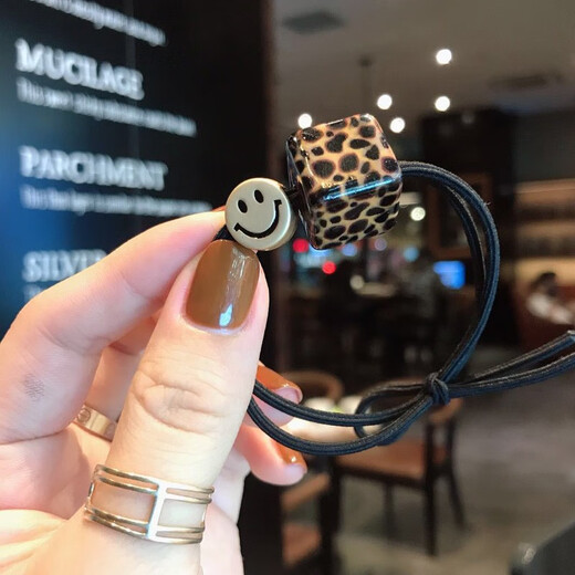 Jiuvia headband women's high-end rubber band hair holster, sweet and durable high ponytail hair accessory, simple hair rope head accessory FQ#Smiley face 2 pieces