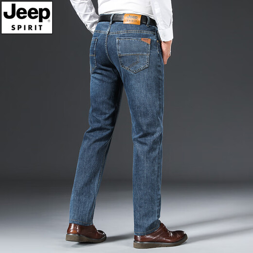 JEEP SPIRIT Jeep Jeep Men's Spring and Autumn Thick Style 2024 New All-match Loose Straight Large Size Middle-aged Trousers Blue-679 Thick Style 34 2ft 7 Waist Circle
