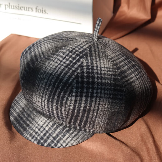 Hundred Hat King Autumn and Winter Wool Woolen Octagonal Hat Men's Middle-aged and Elderly Hats Old Man Hats Old Man Hats Grandpa and Dad Hats Dark Gray Extra Small Size (54)