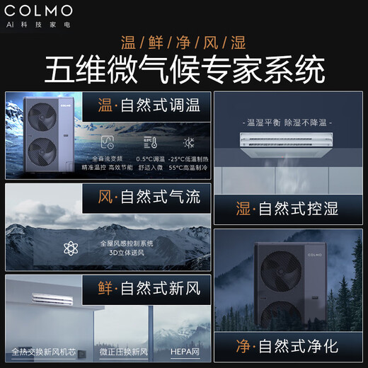 COLMO Turing second generation central air conditioner multi-split with smart eyes and no wind sense 160/180 six horses seven horses one to five full DC variable frequency multi-split air duct AI voice 7 horses first class energy efficiency one to six Turing three control