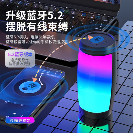 [Wan Single Explosion] Portable Bluetooth speakers mini small audio wireless portable portable high -sound outdoor car household can be plug -in card colorful subwoofer small speaker [black] fantasy Bluetooth audio