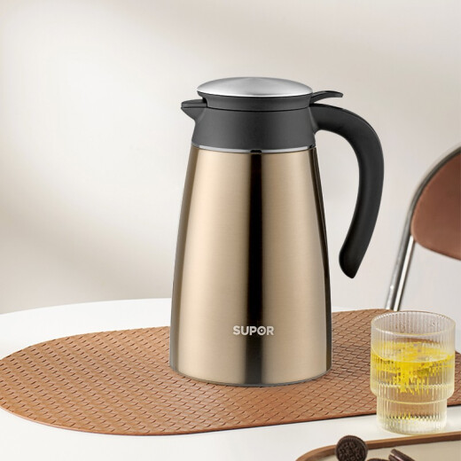 Supor Home Office Large Capacity Hot Boiled Water Insulation Thermos Bottle Stainless Steel Insulation Kettle 2L Mocha Gold KC20AP1