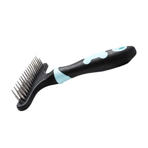 Zigman dog comb medium and large dogs double-layer nail rake comb dog hair double-layer stainless steel comb pet comb to remove floating hair supplies medium and large dogs long hair rake comb blue
