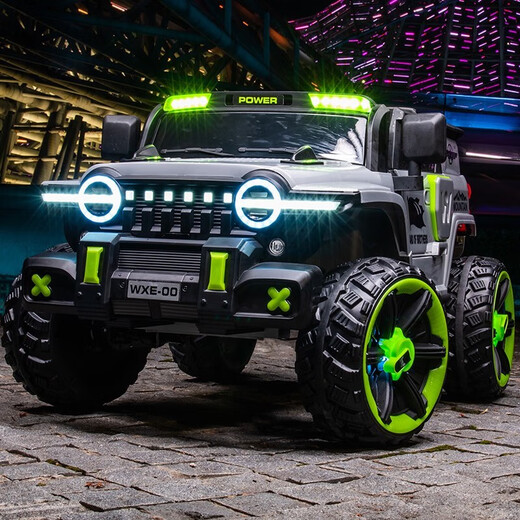 Tank Xingchenhao 300 véhicules électriques pour enfants, télécommande à quatre roues à quatre roues motrices véhicule hors route, bébé peut s'asseoir et une voiture de jouets balancées pour enfants, en haut avec quatre roues motrices rouges + 12v12AH + siège en cuir + roue douce + balançoire