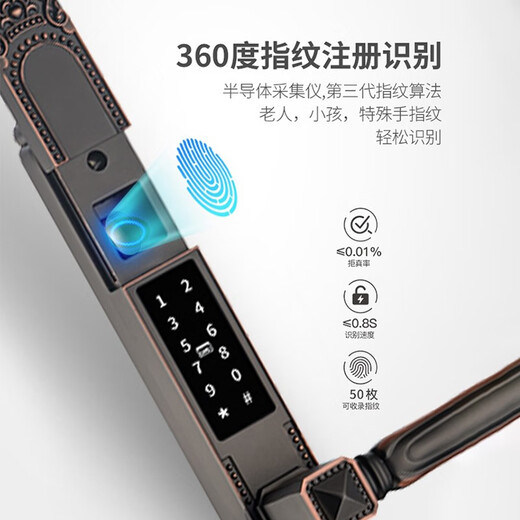 Singea思歌庭院户外双面防水指纹锁别墅大门双开密码锁门禁遥控智能门锁 C728C-黑曜石-双面 包安装