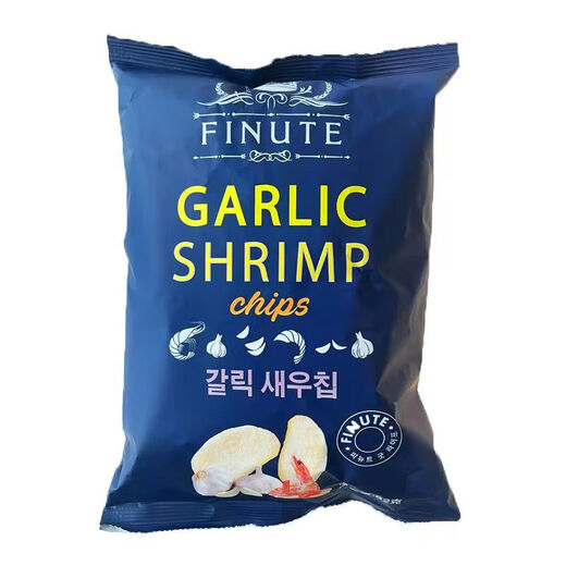 FINUTE Qulaifu shrimp chips 82g garlic large bag Korean imported potato chips shrimp strips puffed food internet celebrity casual snacks