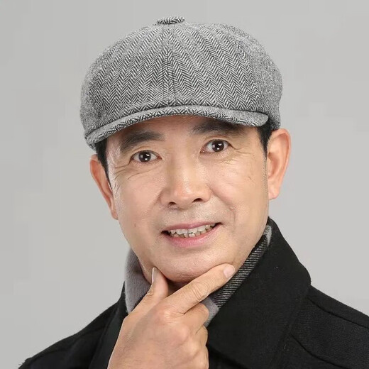 QUEENJOY beret hat dad hat autumn and winter old man hat men middle-aged and elderly fashion elderly octagonal hat warm and thickened warm black