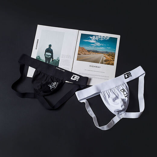 Guiruo sexy underwear new men's underwear sexy thong men's pure cotton double thong GAY gay L white collection store priority delivery