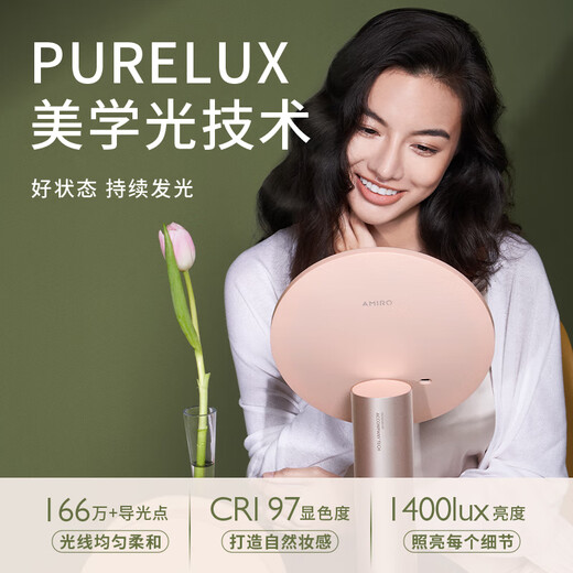 AMIROAMIRO makeup mirror with light led desktop dressing mirror O2 high-definition intelligent fill-in light dormitory beauty mirror small powder mirror Dream Garden gift box