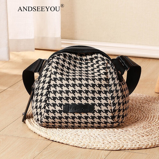 ANDSEEYOU品牌 女士包包 新款包包女潮帆布包女包时尚百搭单肩斜挎包胸包 千鸟格