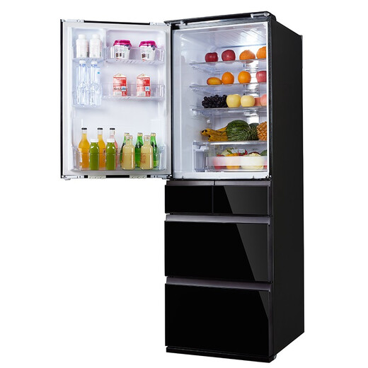 Sharp 412L multi-door refrigerator, left and right doors, PCI ion purification, automatic ice making, household frost-free refrigerator, odor removal and preservation, Japanese-style refrigerator SJ-SG41W-BK glass panel