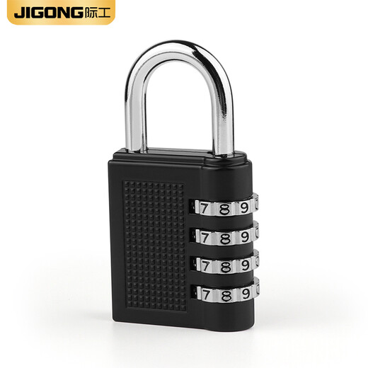 JiGong code lock padlock dormitory cabinet gym student luggage home drawer warehouse all metal waterproof padlock 4-digit code padlock (black)