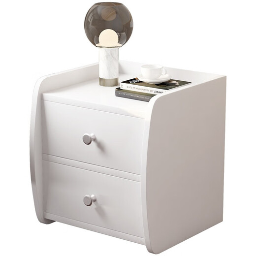 Coolin Nachttisch, modern, minimalistisch, Schlafzimmer, Nachttisch mit zwei Schubladen, Nachttisch, Aufbewahrungsschrank, Weiß, 40 x 36 x 45 cm