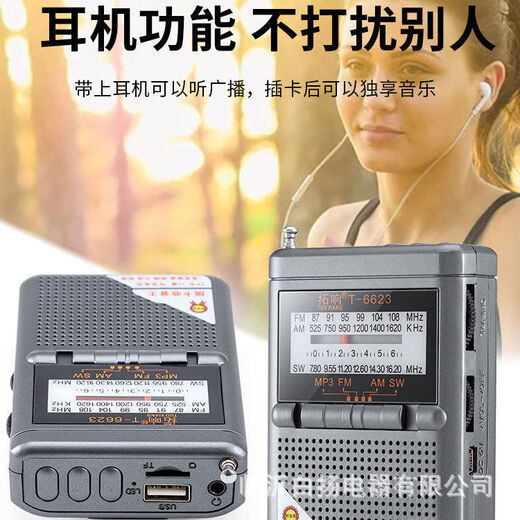 TUOXIANG 6623 Senior Full Band Radio Radio Full Wholesale Multifonctional Radio Card Singing Casino Portable Player Silver 6623 (Standard équipé sans batterie