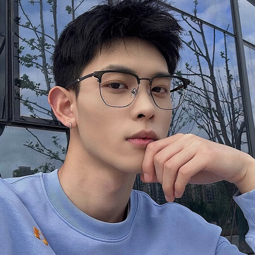 Las gafas de miopía de Jincheng se pueden combinar con un cierto grado de hombres y mujeres. Se pueden combinar con un cambio de color y lentes profesionales de luz anti-azul. Marco de gafas de medio marco de sven. Negro [Caja de regalo exquisita] lentes de luz anti-azul de 0 grados de 0 grados.