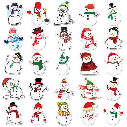 50 Christmas Little Snowman Stickers Migne Cartoon 2d Diy Matériau fait à la main Décoration imperméable ne répète pas Girl Heart Thermos Cup Guitar crayon Guka Hand Account Stickers [50 Images Ne répète pas] Snowman-686 5-8cm